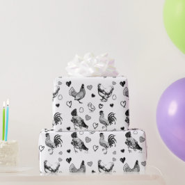 Papel De Regalo Aniversario de las gallinas esbozadas