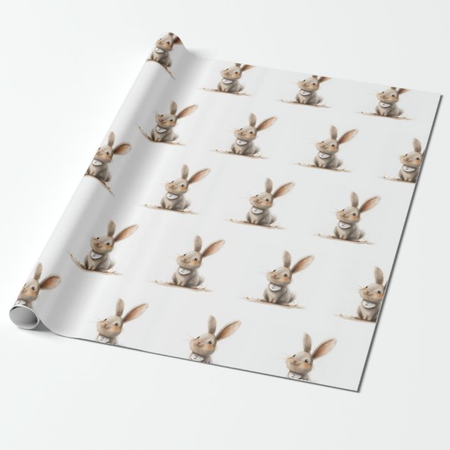 Papel De Regalo Aniversario de los niños Conejo Cute (Desenrollado)
