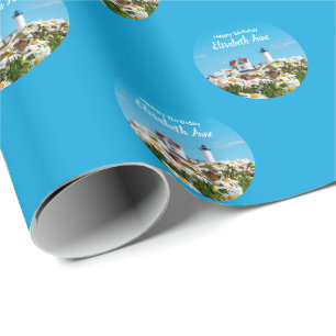 Papel De Regalo Aniversario de verano Faro Nubble Maine