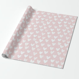 Papel De Regalo Aniversario del Corazón Blanco Rosa Girly