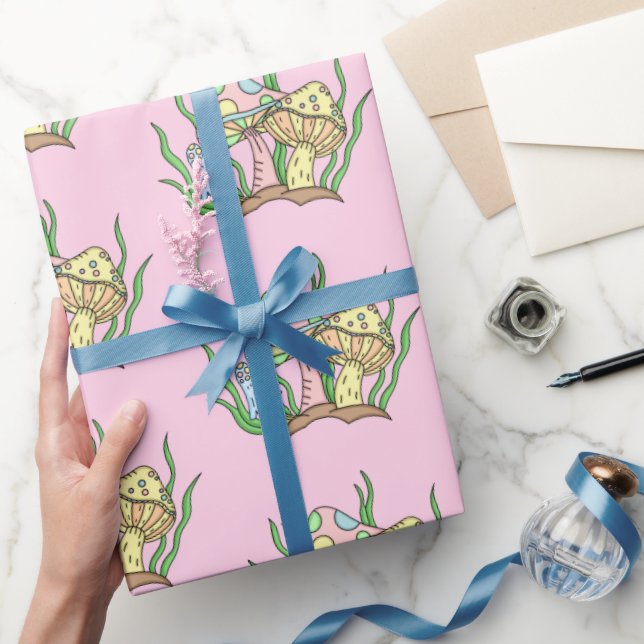 Papel De Regalo Aniversario del cumpleaños del hongo retro estilo  (Regalar)