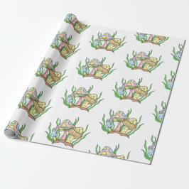 Papel De Regalo Aniversario del cumpleaños del hongo retro estilo 