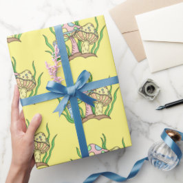 Papel De Regalo Aniversario del cumpleaños del hongo retro estilo 