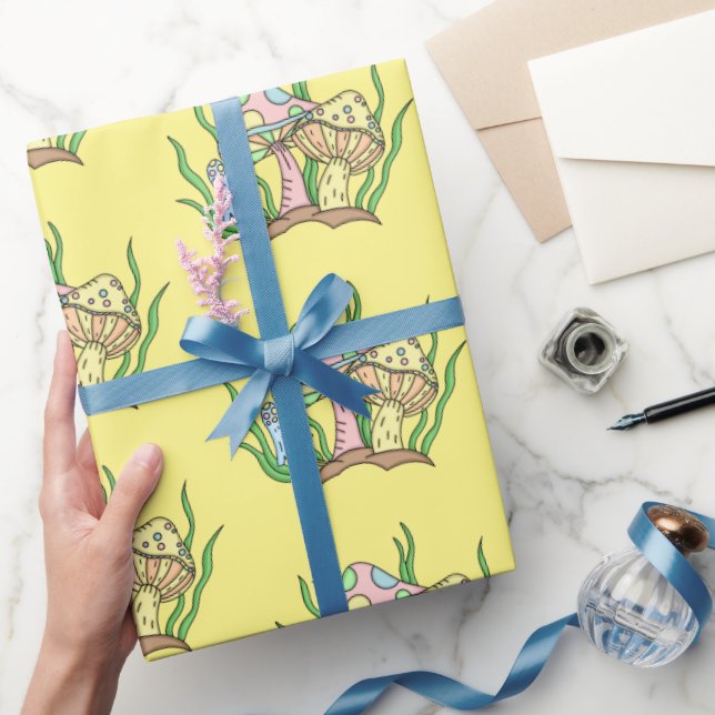 Papel De Regalo Aniversario del cumpleaños del hongo retro estilo  (Regalar)