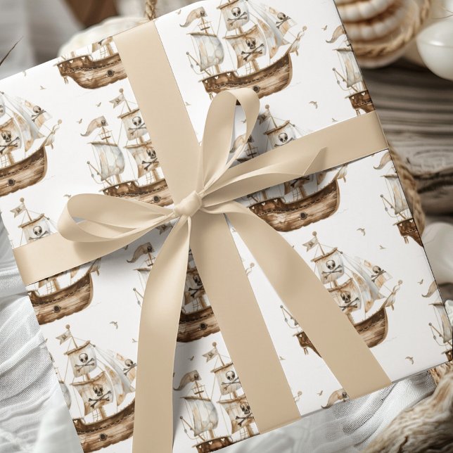 Papel De Regalo Aniversario del tema nautical del barco pirata Bro (Subido por el creador)