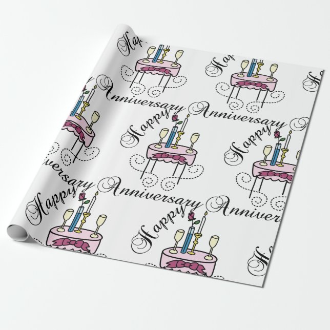 Papel De Regalo Aniversario feliz (Desenrollado)