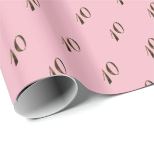Papel De Regalo Aniversario número 10 cumpleaños rosa oro