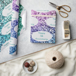 Papel De Regalo Aniversario o Purpurina de nombre personalizado de