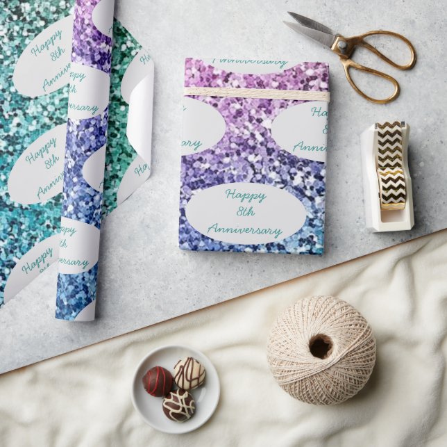 Papel De Regalo Aniversario o Purpurina de nombre personalizado de (Artesanía)