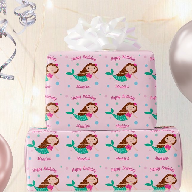 Papel De Regalo Aniversario personalizado de la sirena de la crema (Subido por el creador)