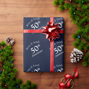Papel De Regalo Aniversario personalizado elegante y chic azul mar