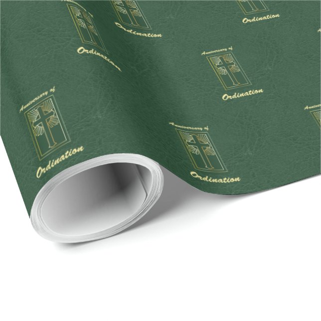 Papel De Regalo Aniversario sacerdote de cuero natural (Esquina del rollo)