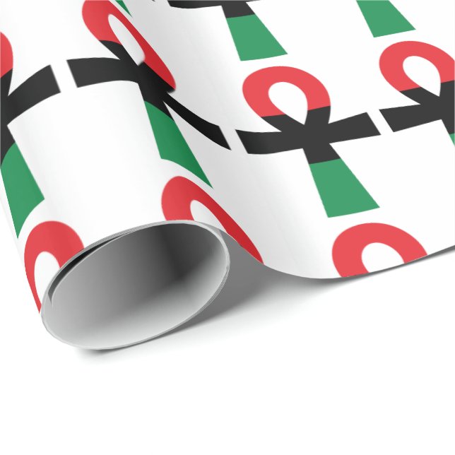 Papel De Regalo Ankh rojo, negro y verde (Esquina del rollo)