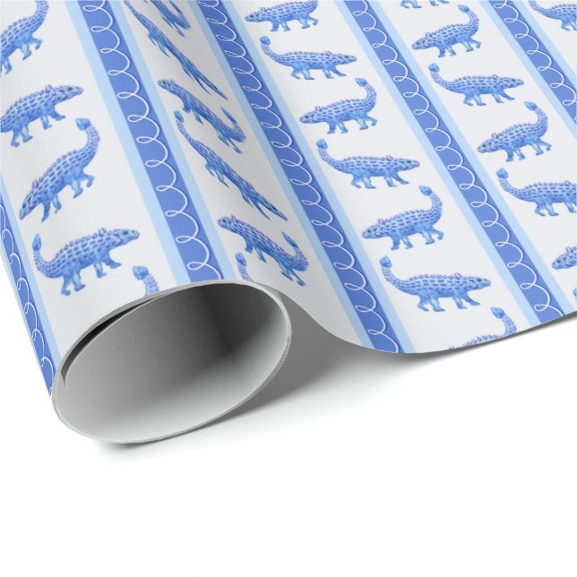 Papel De Regalo Ankylosaurus Stripe  (Esquina del rollo)