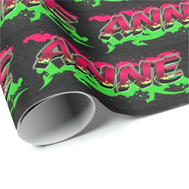 Papel De Regalo Anne Vorname Name Graffiti red green (Esquina del rollo)