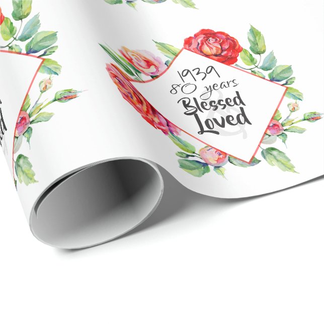 Papel De Regalo AÑO ADD: regalo de cumpleaños para mujeres Rosas (Esquina del rollo)