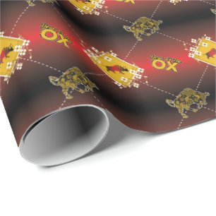 Papel De Regalo Año chino de la floral ox elegante
