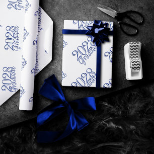 Papel De Regalo Año de graduación   Blanco básico sobre la celebra