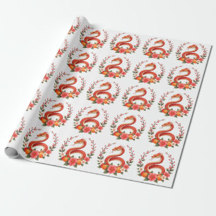 Papel De Regalo Año de la serpiente chino lindo riendo