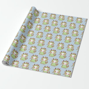 Papel De Regalo Año del Dragón Mochi Kawaii Año Nuevo 2023