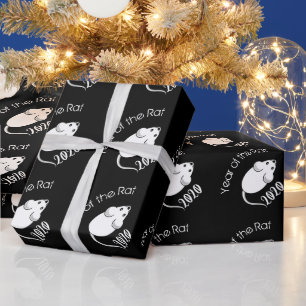 Papel De Regalo Año del ratón Rat 2020 con texto