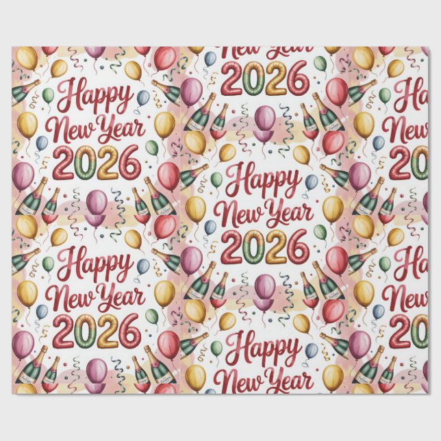 Papel de Regalo-Año Nuevo 2026 Papel de Regalo (Superficie plana)
