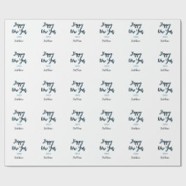 Papel De Regalo Año nuevo azul negro audaz año simple