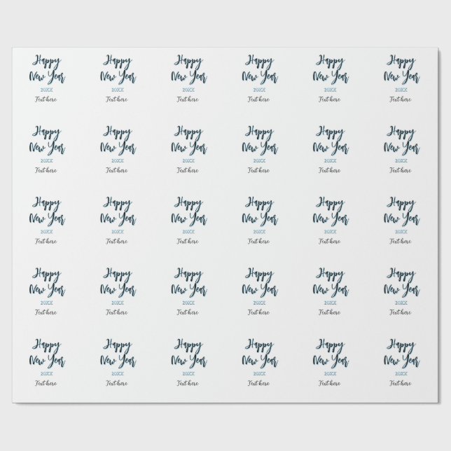 Papel De Regalo Año nuevo azul negro audaz año simple (Superficie plana)