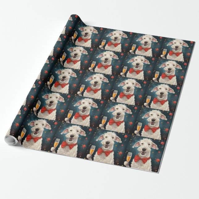 Papel De Regalo Año Nuevo Bedlington Terrier (Desenrollado)