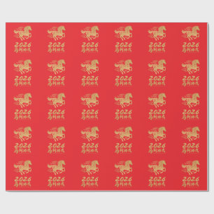 Papel De Regalo Año Nuevo Chino 2026 Año del Caballo