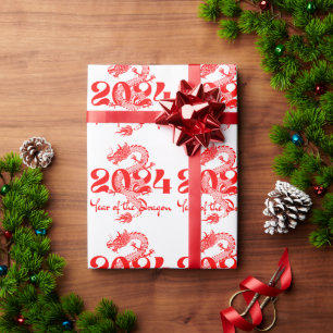 Papel De Regalo Año Nuevo Chino del Dragón 2024