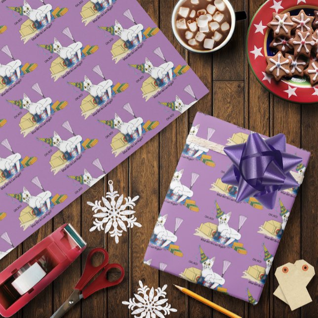 Papel De Regalo Año Nuevo Eve Cat Funny (Subido por el creador)