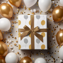 Papel De Regalo Año Nuevo Feliz de Oro y Gris