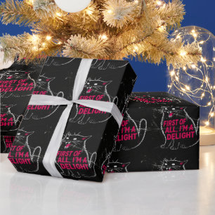 Papel De Regalo Ante todo soy un delicioso gato negro rugiente