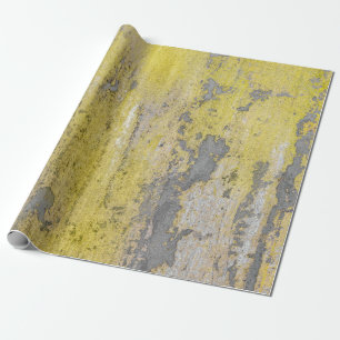 Papel De Regalo Antigua pared de hormigón gris con pintura amarill