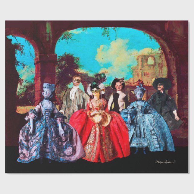 PAPEL DE REGALO ANTIGUA VENECIANA TOMA A FIESTA MASQUERADE (Superficie plana)