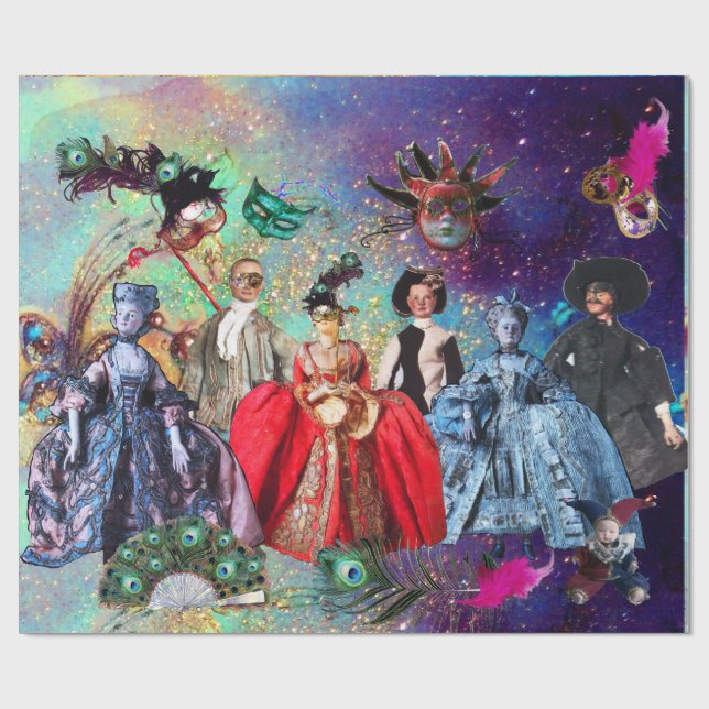 PAPEL DE REGALO ANTIGUAS BOMBAS ITALIANAS Y FIESTA MASQUERADE DE M (Superficie plana)