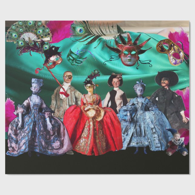 PAPEL DE REGALO ANTIGUAS BOMBAS ITALIANAS Y FIESTA MASQUERADE DE M (Superficie plana)