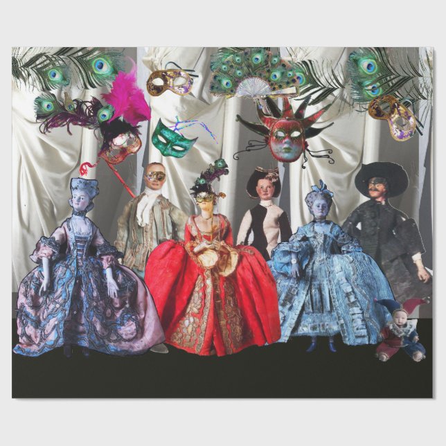 PAPEL DE REGALO ANTIGUAS BOMBAS ITALIANAS Y FIESTA MASQUERADE DE M (Superficie plana)