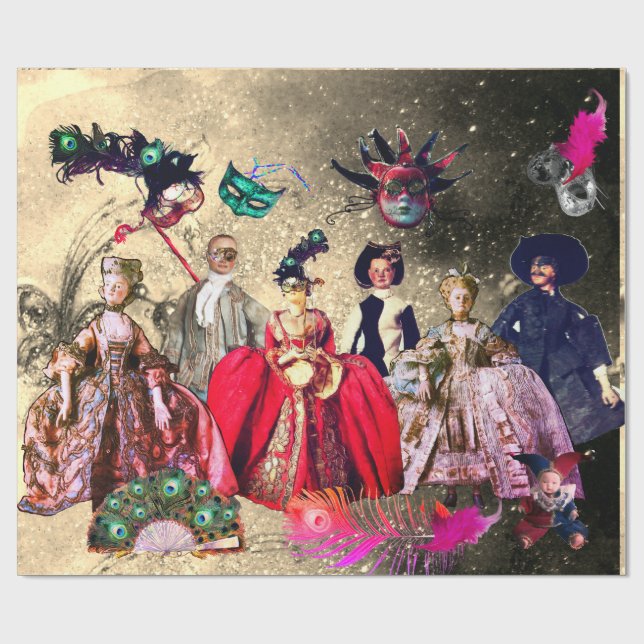 PAPEL DE REGALO ANTIGUAS BOMBAS ITALIANAS Y FIESTA MASQUERADE DE M (Superficie plana)