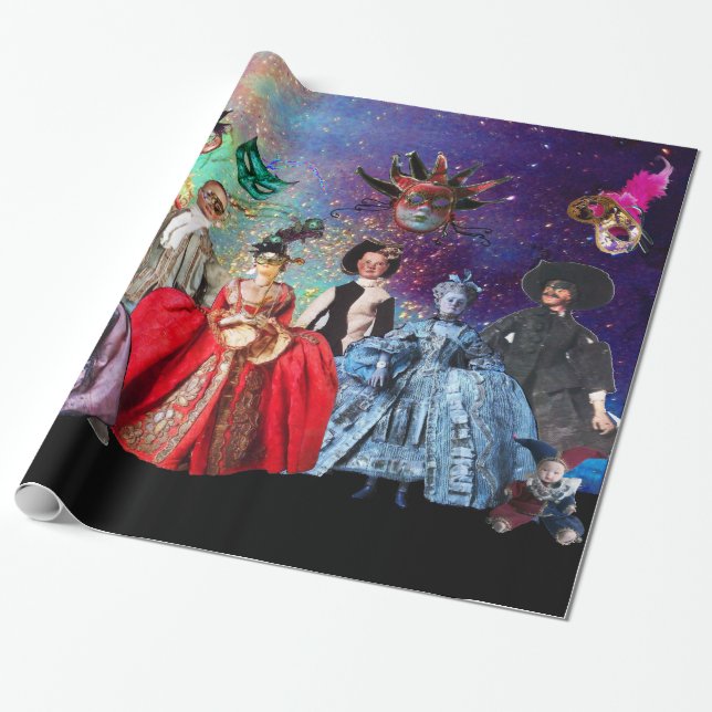 PAPEL DE REGALO ANTIGUAS BOMBAS ITALIANAS Y FIESTA MASQUERADE DE M (Desenrollado)