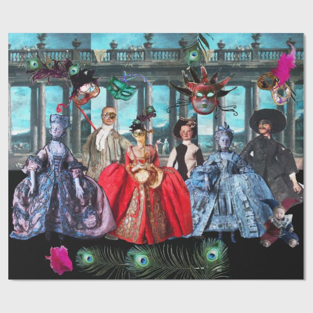 PAPEL DE REGALO ANTIGUAS BOMBAS ITALIANAS Y FIESTA MASQUERADE DE M (Superficie plana)