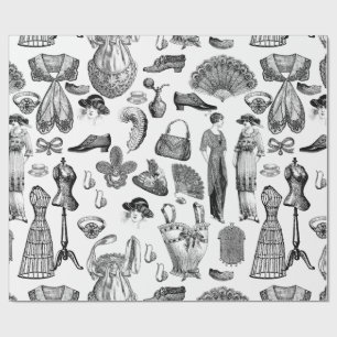 Papel De Regalo antigüedades edwardian moda vintage señoras blanco