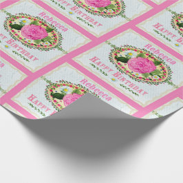 Papel De Regalo Antiguo Día de Cumpleaños Saludo Añadir Nombre Ros