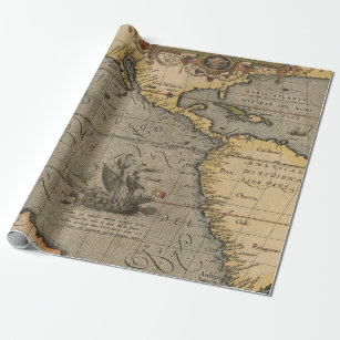 Papel De Regalo Antiguo mapa inspirado (14) Etiqueta de equipaje