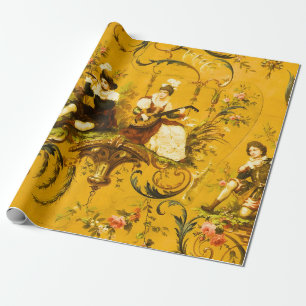 Papel De Regalo Antiguo mosaico francés amarillo toile decorativo 