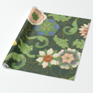 Papel De Regalo Antiguo patrón chino de cloisonné: jade verde
