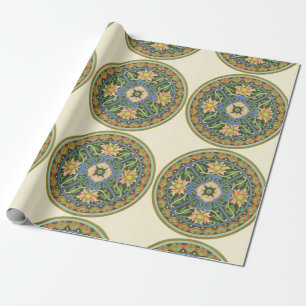 Papel De Regalo Antiguo patrón chino de cloisonné: jade verde
