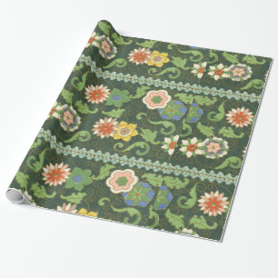 Papel De Regalo Antiguo patrón chino de cloisonné: jade verde