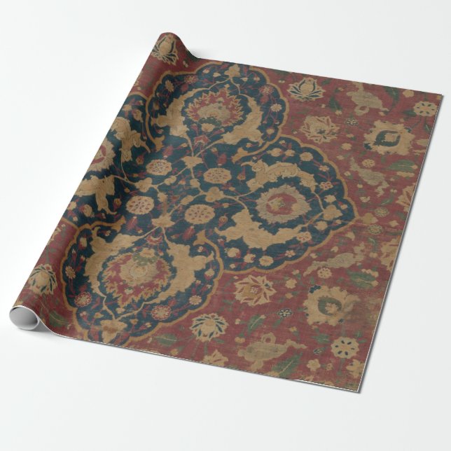 Papel De Regalo Antiguo patrón rojo persa (Desenrollado)